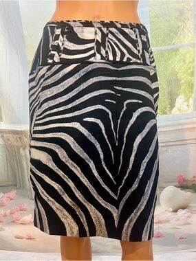 Roberto Cavalli Black and White Zebra-Print Pencil Skirt